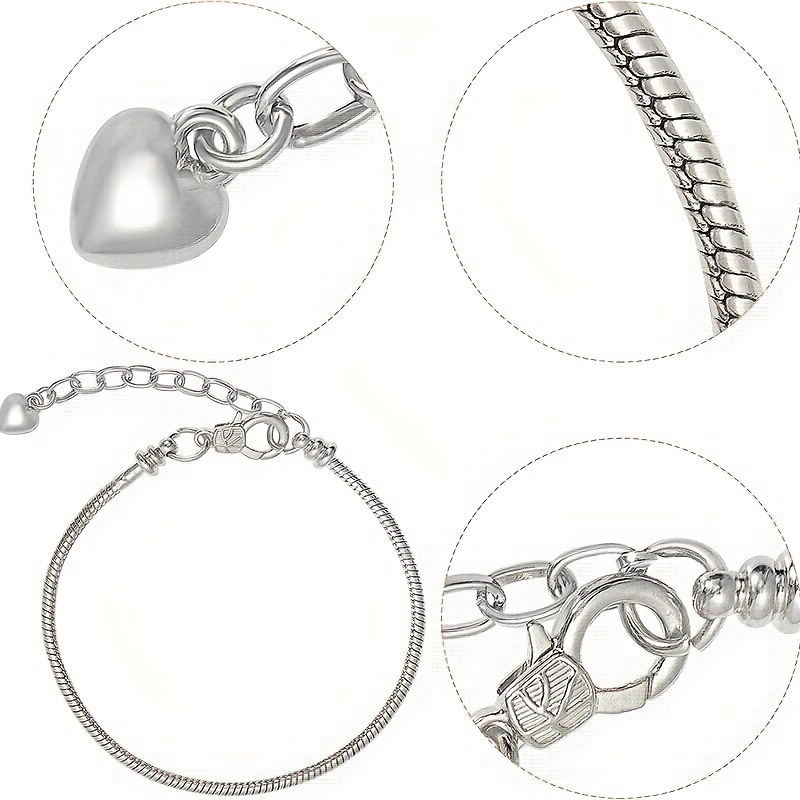 10pcs Golden/Silvery Chain Bracelet Set with Heart-shaped Lobster for DIY